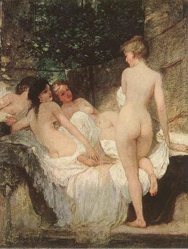Lotz, Karoly After the Bath Norge oil painting art
